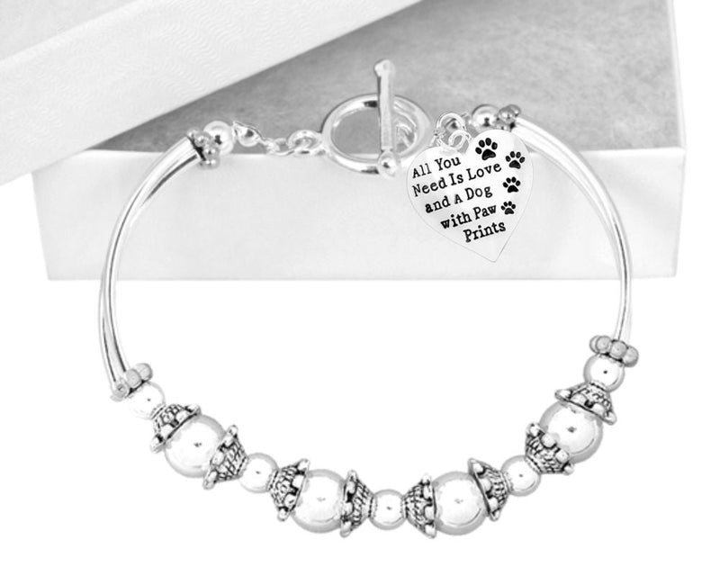 All You Need Is Love Dog Charm Partial Beaded Bracelets - Fundraising For A Cause