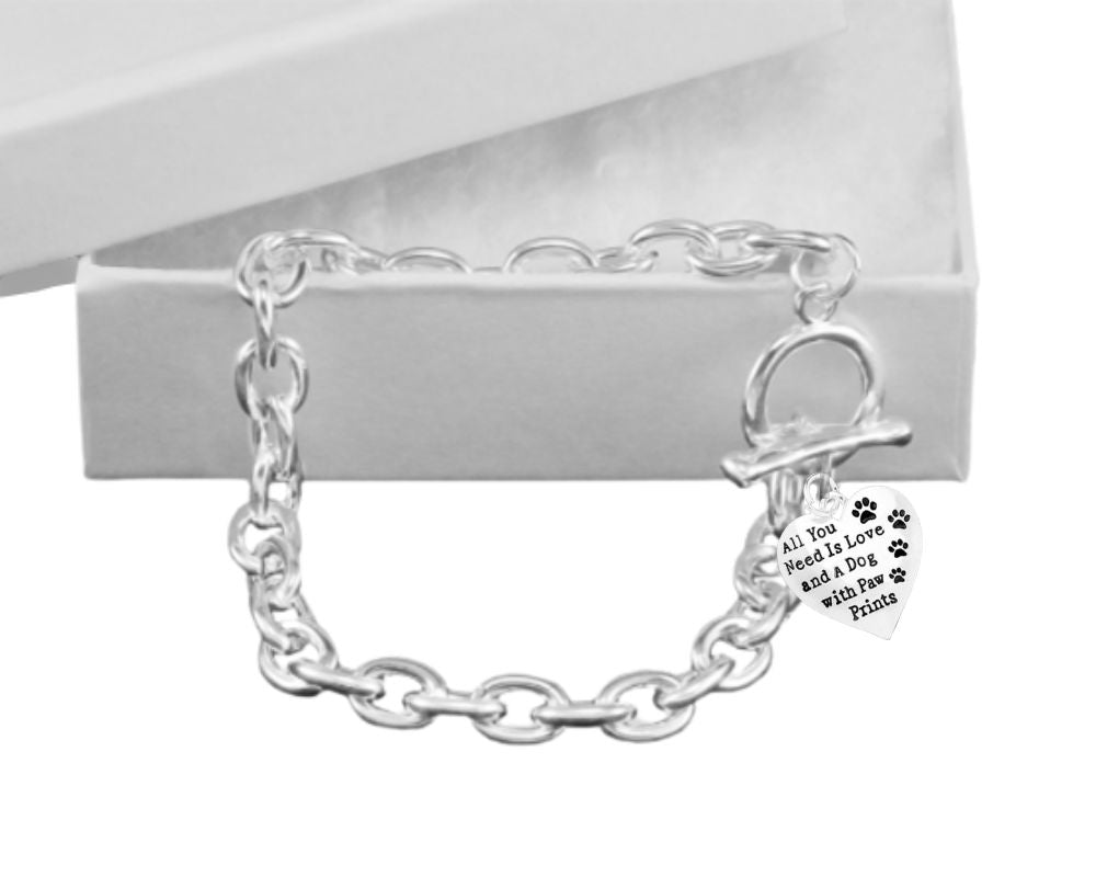 All You Need Is Love Dog Heart Charm Chunky Bracelets - Fundraising For A Cause