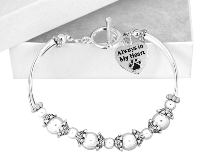 Always in My Heart Paw Print Charm Partial Beaded Bracelets - Fundraising For A Cause