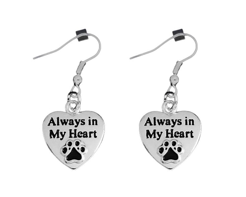 Always in My Heart With Paw Print Earrings - Fundraising For A Cause