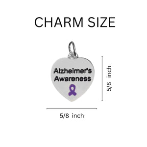 Alzheimer's Awareness Heart Charm Bracelets with Crystal Accent Charms - Fundraising For A Cause