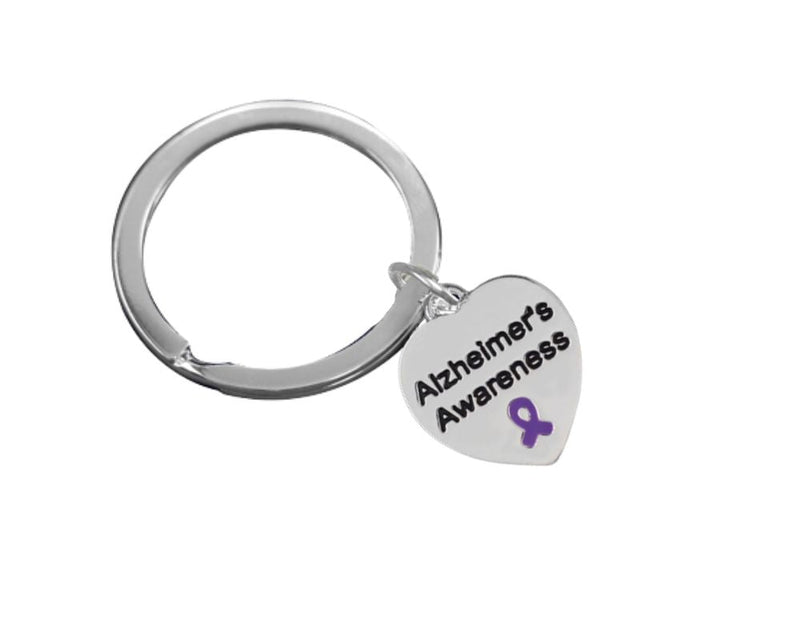 Alzheimer's Awareness Heart Charm Split Style Keychains - Fundraising For A Cause