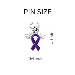 Angel Cystic Fibrosis Purple Ribbon Awareness Pins - Fundraising For A Cause