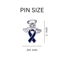 Load image into Gallery viewer, Angel Dark Blue Ribbon Awareness Pins - Fundraising For A Cause