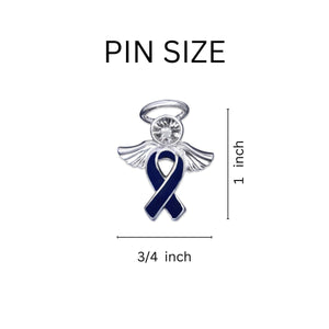 Angel Dark Blue Ribbon Awareness Pins - Fundraising For A Cause
