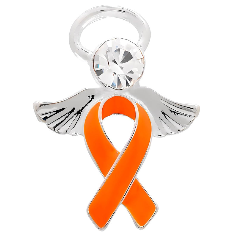Angel Orange Ribbon Awareness Pins - Fundraising For A Cause
