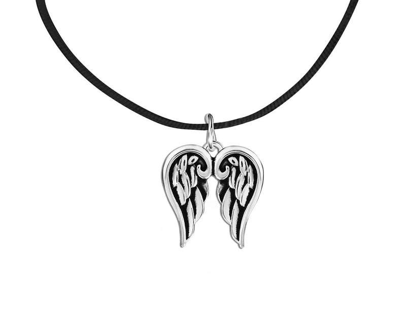 Angel Wings Religious Black Cord Necklaces - Fundraising For A Cause