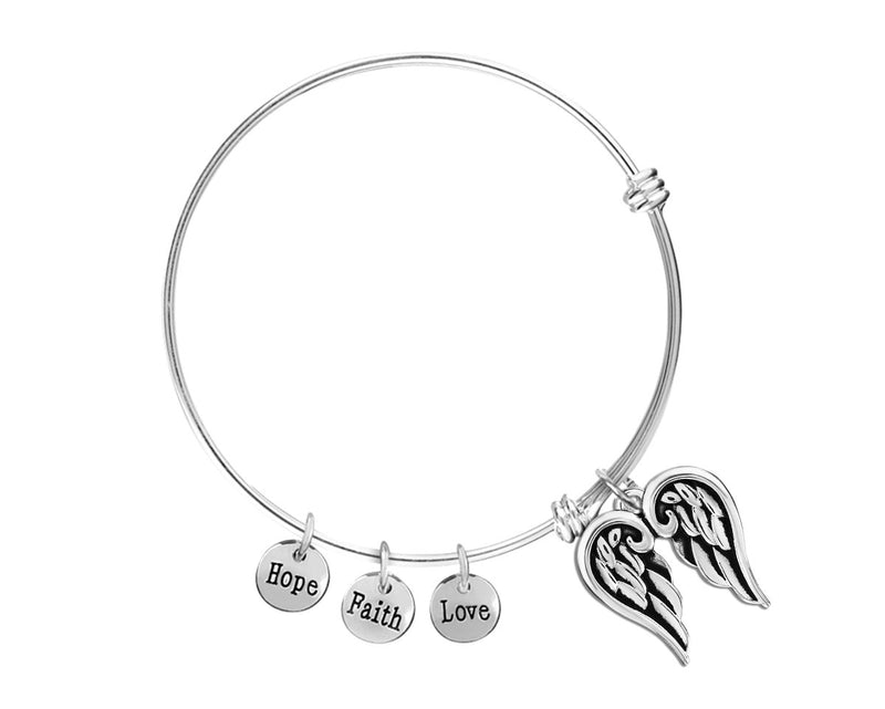 Angel Wings Religious Retractable Charm Bracelet - Fundraising For A Cause