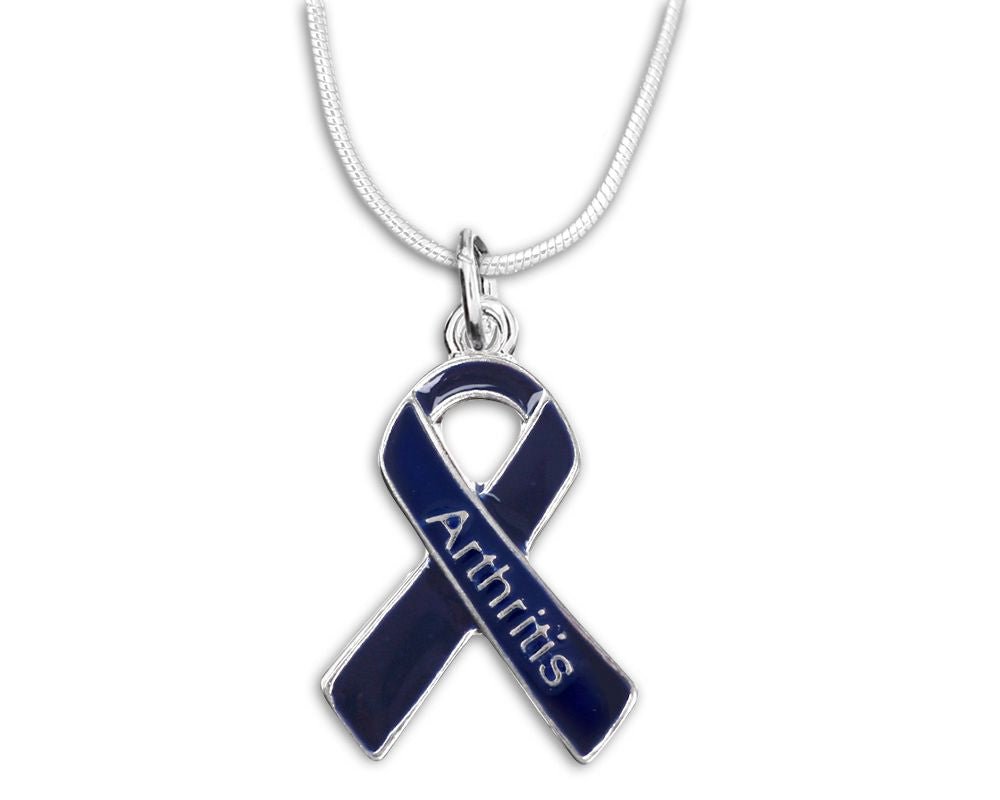 Arthritis Dark Blue Ribbon Awareness Necklaces - Fundraising For A Cause