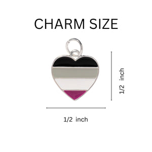 Asexual Flag LGBTQ Silver Beaded Heart Charm Bracelets - Fundraising For A Cause
