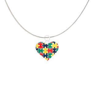 Autism Colored Puzzle Piece Heart Necklaces - Fundraising For A Cause