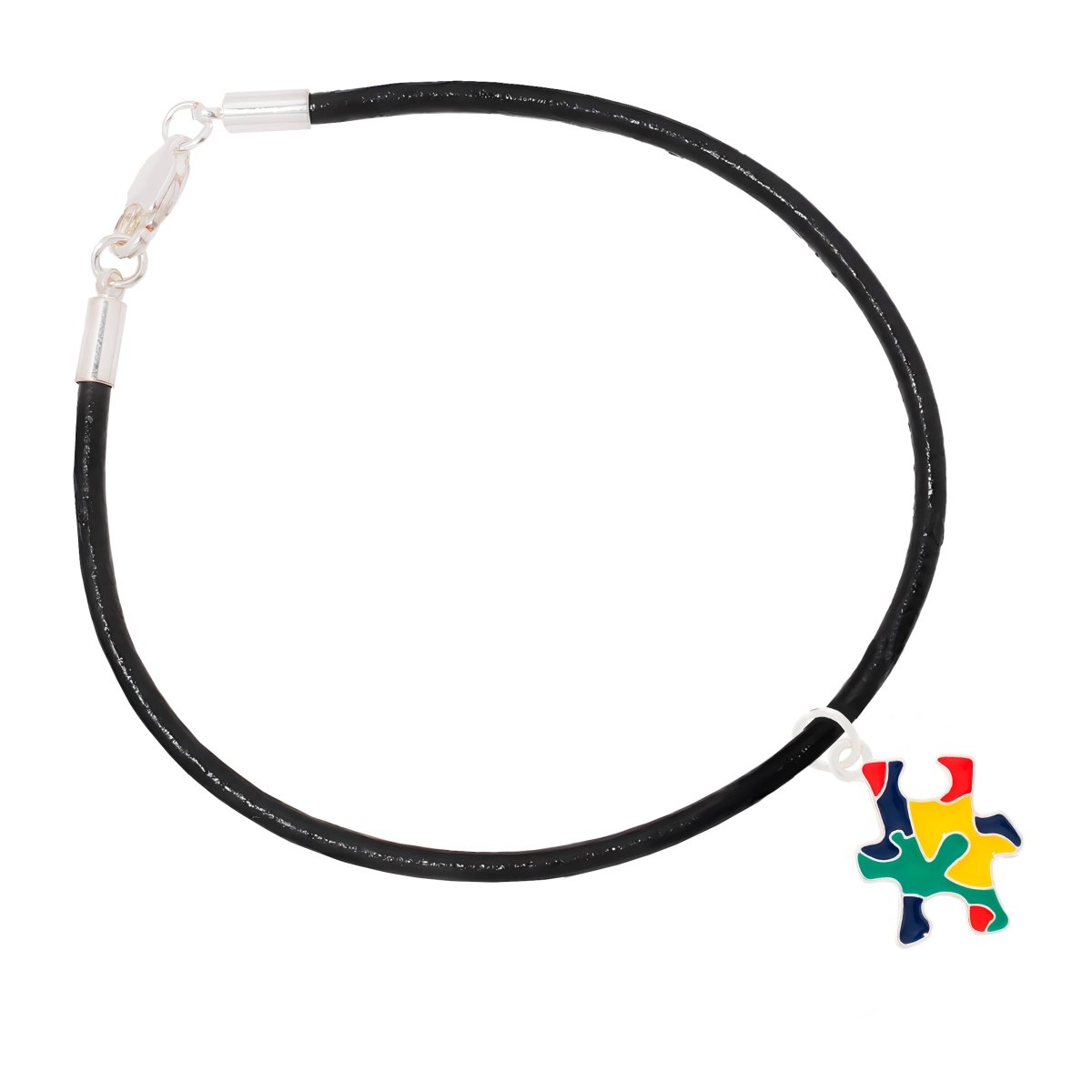 Autism Colored Puzzle Piece Leather Cord Bracelets - Fundraising For A Cause