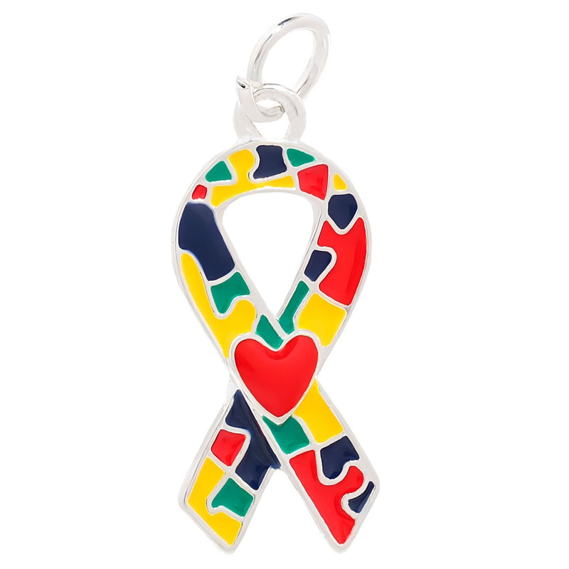 Autism Ribbon with Heart Charms - Fundraising For A Cause
