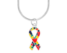 Load image into Gallery viewer, Autism Ribbon with Heart Necklaces - Fundraising For A Cause