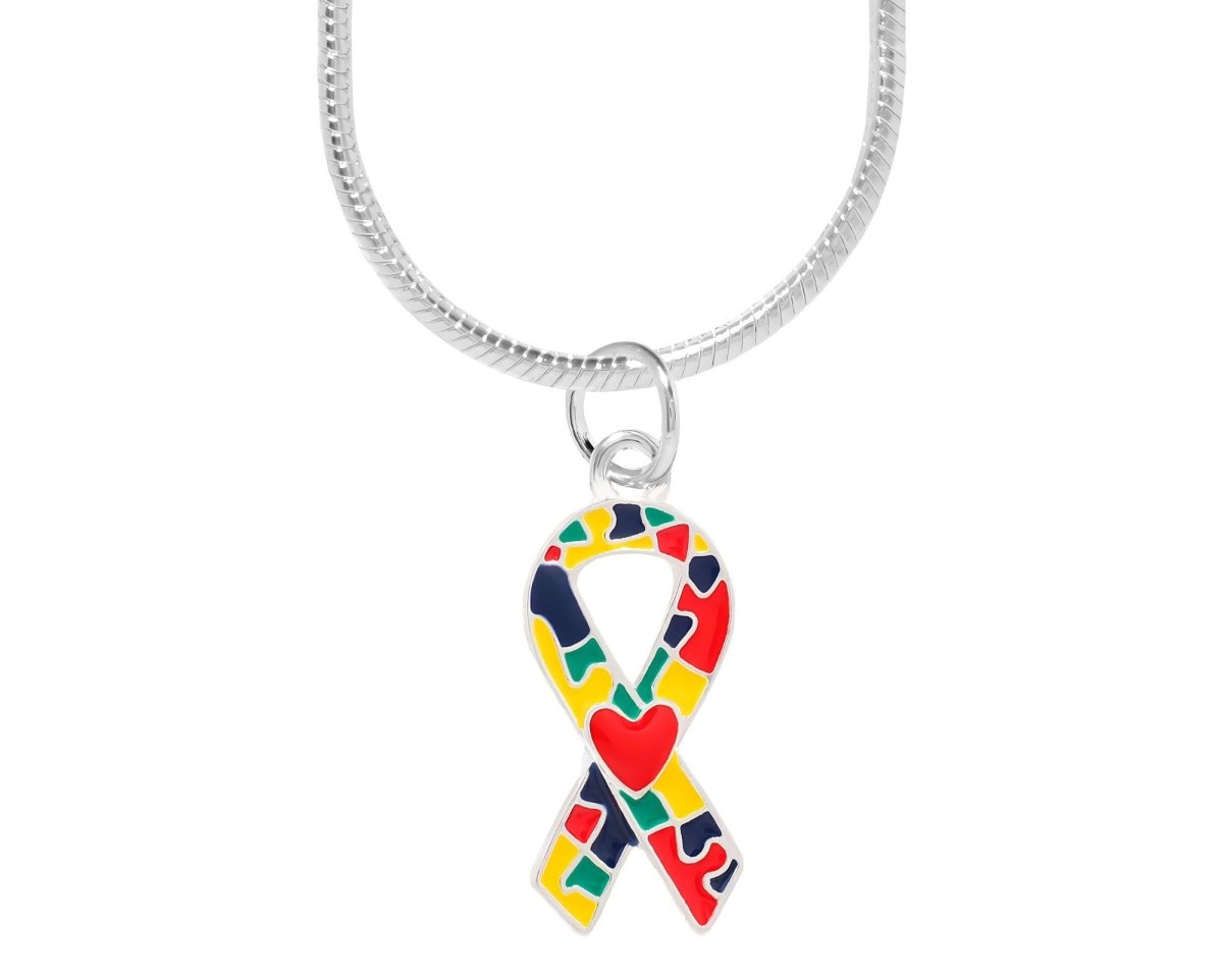 Autism Ribbon with Heart Necklaces - Fundraising For A Cause