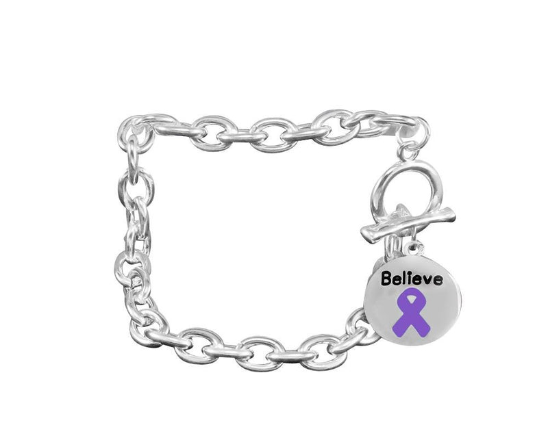 Believe Purple Charm Chunky Link Style Bracelets - Fundraising For A Cause