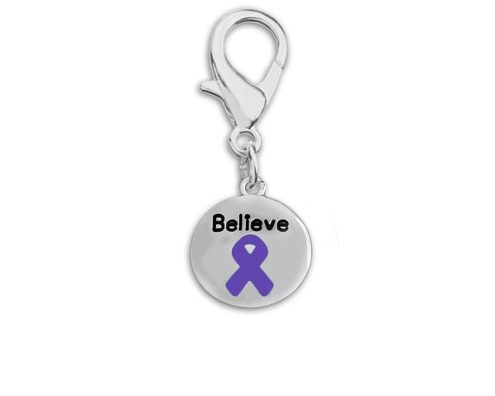 Believe Purple Circle Hanging Charm - Fundraising For A Cause
