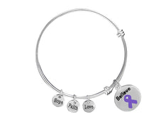 Load image into Gallery viewer, Believe Purple Ribbon Retractable Bracelet - Fundraising For A Cause