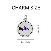 Load image into Gallery viewer, Believe Purple Ribbon Retractable Charm Bracelets - Fundraising For A Cause