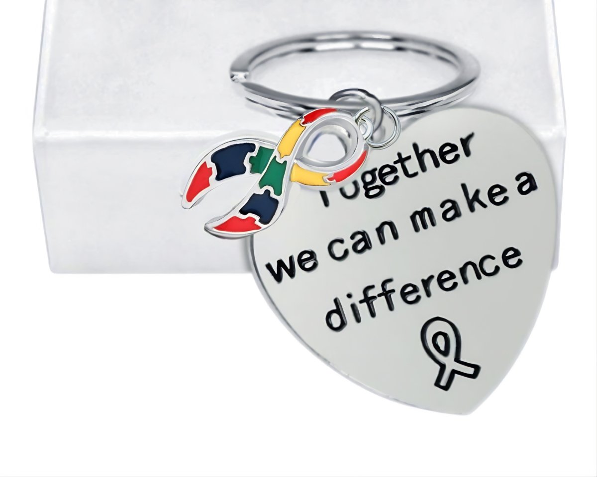 Big Heart Autism Awareness Ribbon Key Chains - Fundraising For A Cause