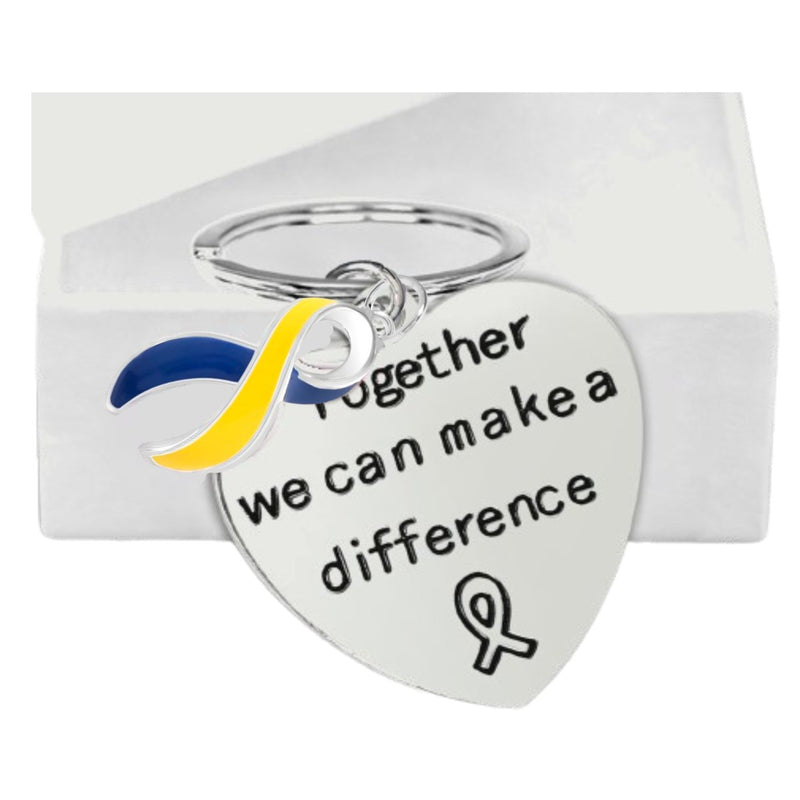 Big Heart Blue & Yellow Ribbon Key Chains - Fundraising For A Cause