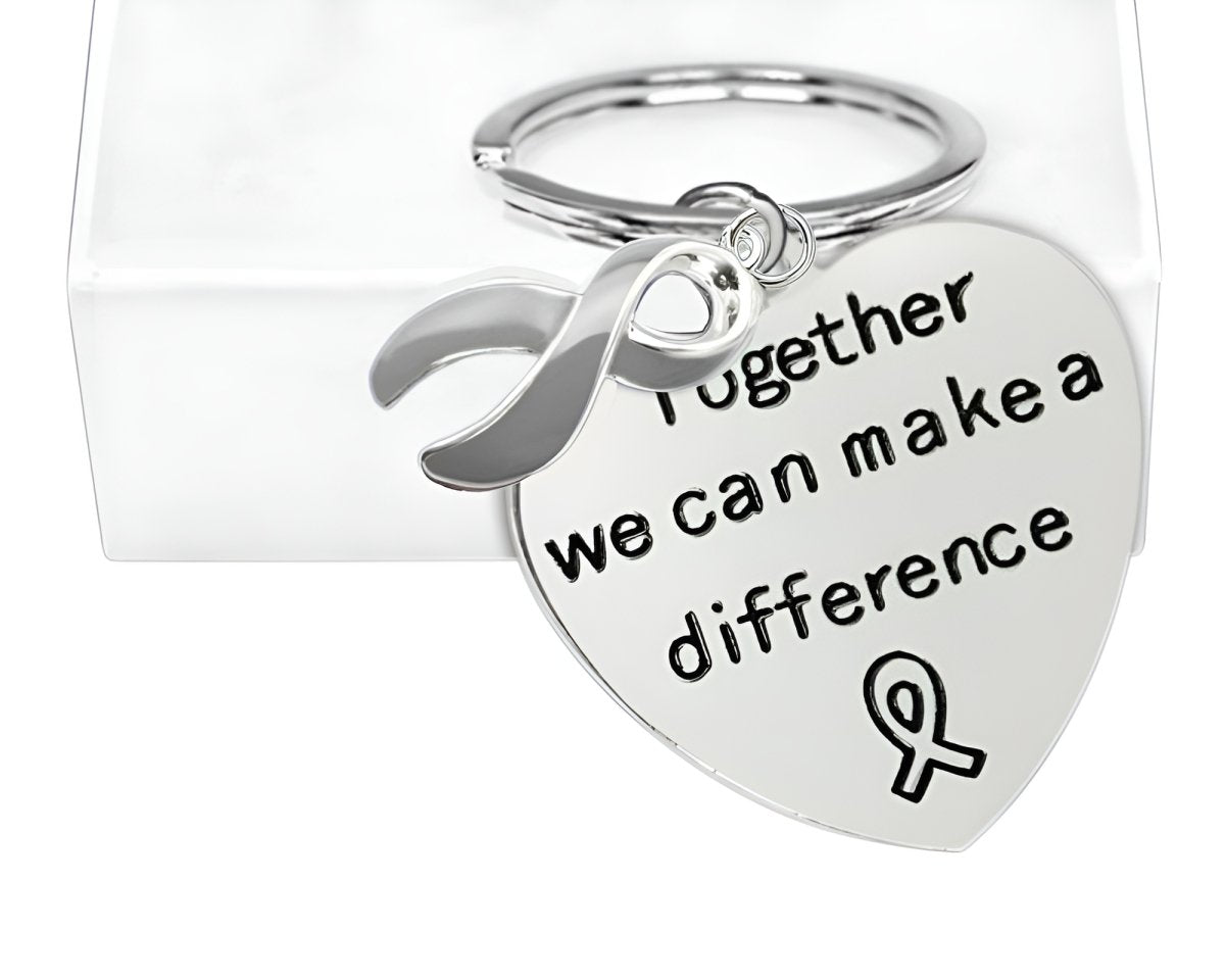 Big Heart Gray Ribbon Key Chains - Fundraising For A Cause