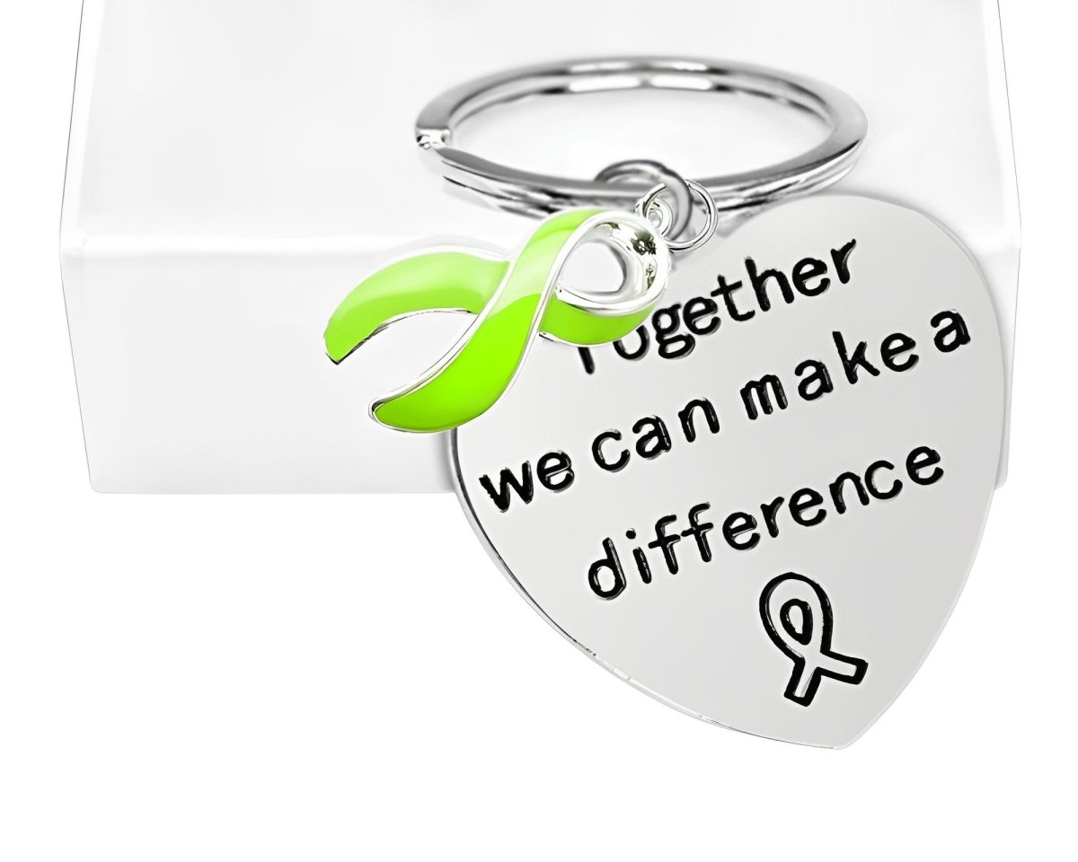 Big Heart Light Green Ribbon Key Chains - Fundraising For A Cause
