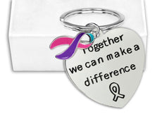 Load image into Gallery viewer, Big Heart Pink &amp; Purple &amp; Teal Ribbon Charm Keychains - Fundraising For A Cause