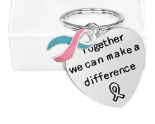 Load image into Gallery viewer, Big Heart Pink &amp; Teal Ribbon Key Chains - Fundraising For A Cause