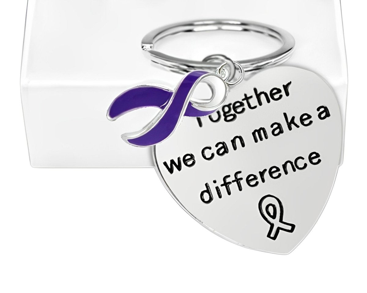 Big Heart Purple Ribbon Key Chains - Fundraising For A Cause