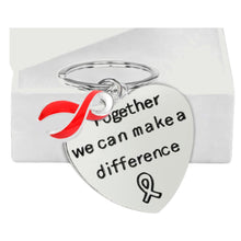 Load image into Gallery viewer, Big Heart Red Ribbon Key Chains - Fundraising For A Cause