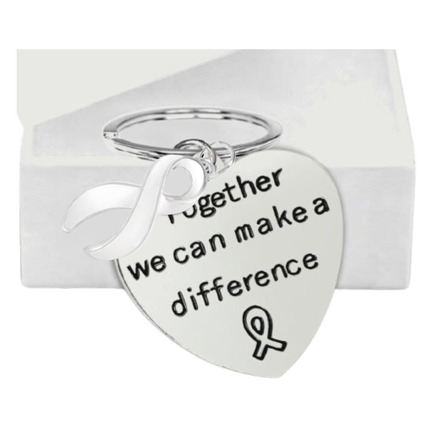 Big Heart White Ribbon Awareness Key Chains - Fundraising For A Cause