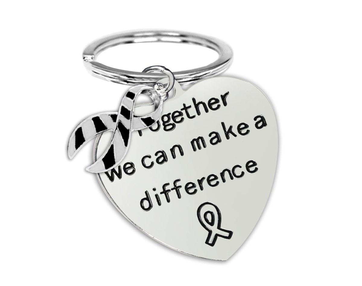 Big Heart Zebra Print Ribbon Key Chains - Fundraising For A Cause