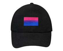 Load image into Gallery viewer, Bisexual Embroidered Rectangle Flag Hats in Black - Fundraising For A Cause