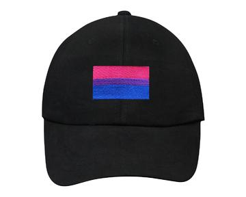 Bisexual Embroidered Rectangle Flag Hats in Black - Fundraising For A Cause