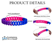 Load image into Gallery viewer, Bisexual Flag Colored Chain Silicone Bracelet Wristbands - Fundraising For A Cause