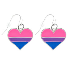 Load image into Gallery viewer, Bisexual Heart Hanging Earrings - Fundraising For A Cause