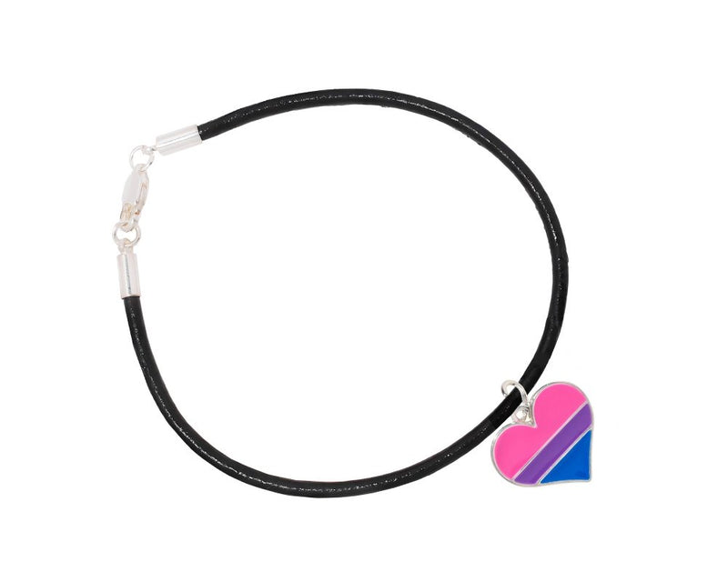 Bisexual Heart Leather Cord Bracelets - Fundraising For A Cause