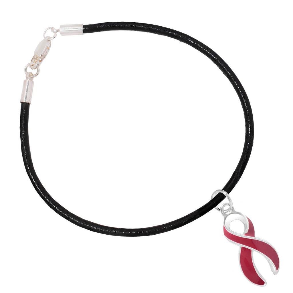 Black Cord Burgundy Ribbon Bracelets - Fundraising For A Cause