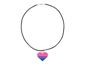 Black Cord Heart Bisexual LGBTQ Necklaces - Fundraising For A Cause