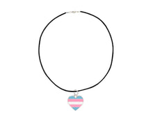 Load image into Gallery viewer, Black Cord Heart Transgender LGBTQ Necklaces - Fundraising For A Cause