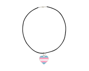 Black Cord Heart Transgender LGBTQ Necklaces - Fundraising For A Cause
