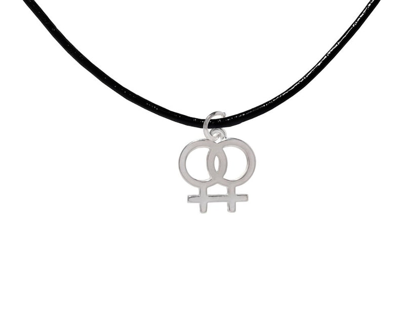 Black Cord Lesbian Same Sex Female Symbol Necklaces - Fundraising For A Cause