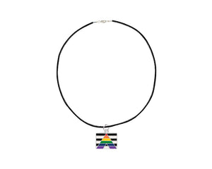 Black Cord Rectangle Straight Ally LGBTQ Pride Necklaces - Fundraising For A Cause