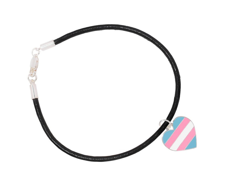 Black Cord Transgender Heart Charm Pride Bracelets - Fundraising For A Cause