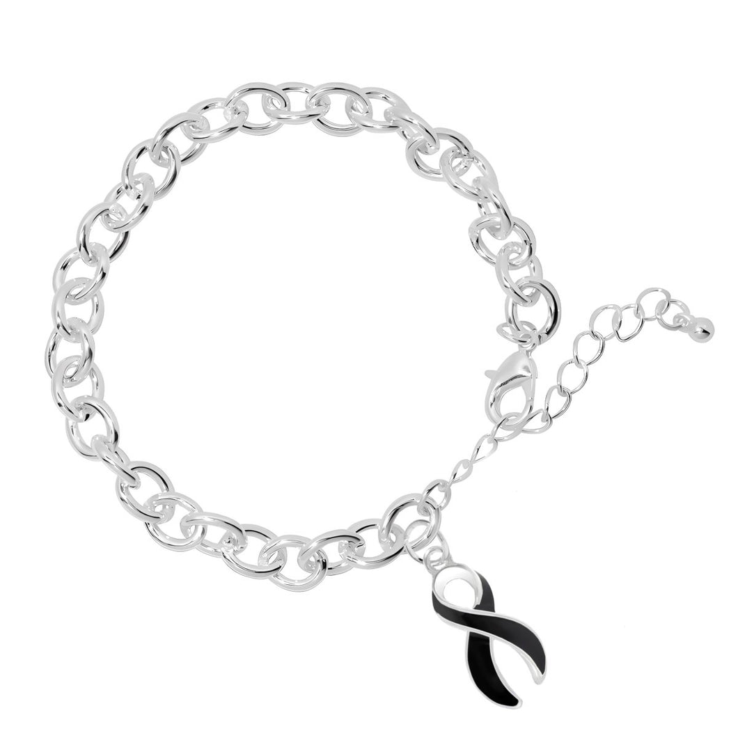 Black Ribbon Chunky Charm Bracelets - Fundraising For A Cause