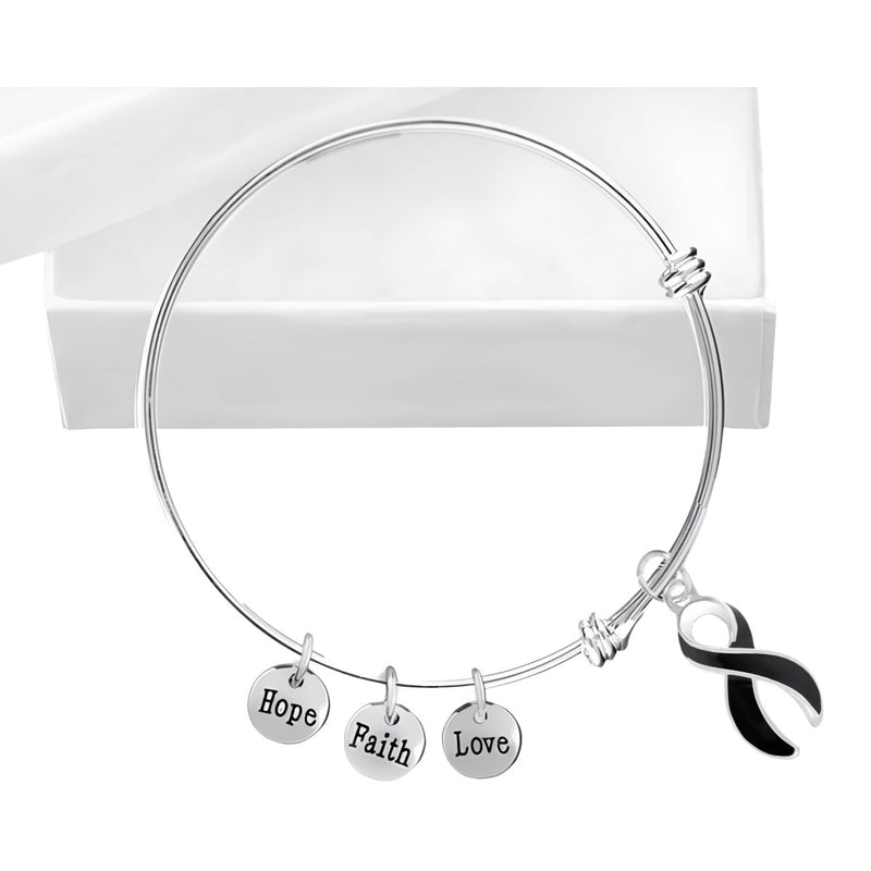 Black Ribbon Retractable Charm Bracelets - Fundraising For A Cause