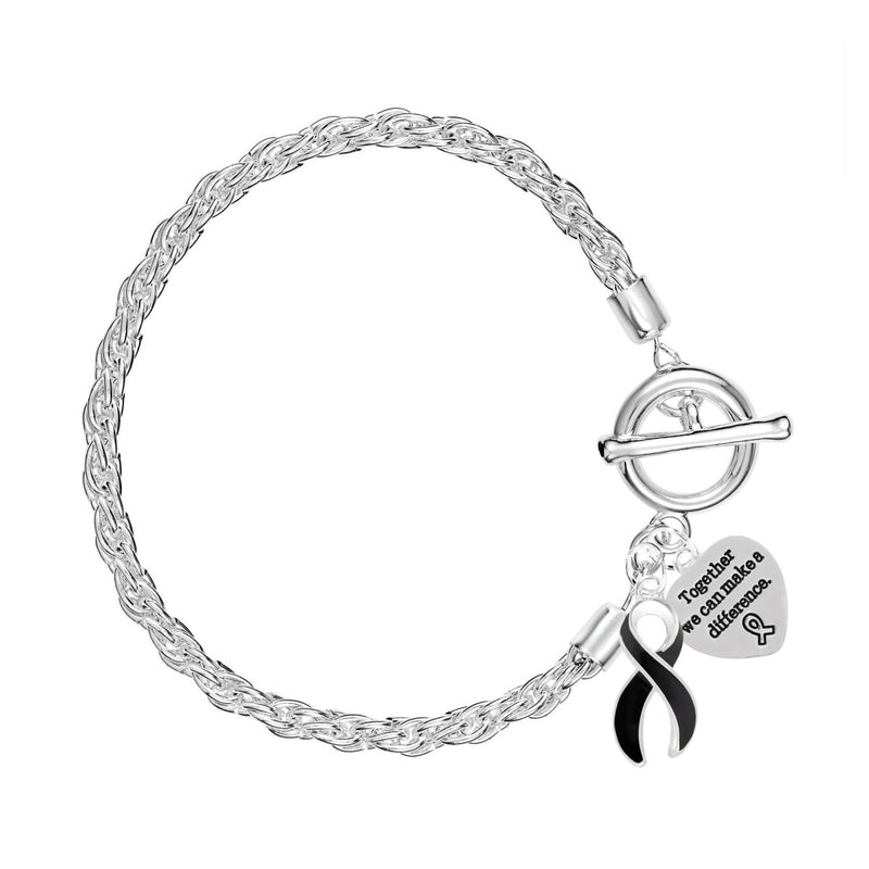 Black Ribbon Silver Rope Bracelets - Fundraising For A Cause