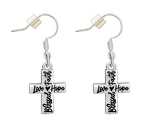 Load image into Gallery viewer, Blessed, Hope, Faith, and Love Cross Religious Earrings - Fundraising For A Cause