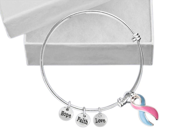 Blue and Pink Ribbon Retractable Charm Bracelet - Fundraising For A Cause
